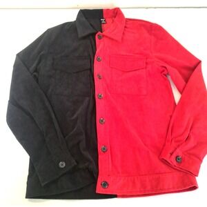 ROMWE Cordaroy‎ Shirt Men's Small Red Black Button Up Long sleeve Y2K 00s